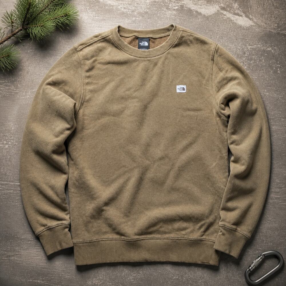 The North Face Crewneck Sweatshirt Men's Medium Olive Green Fleece Pullover TNF